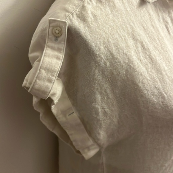 Lord & Taylor Women’s Linen Shirt Cap Sleeve Button Down Small White - Picture 3 of 7